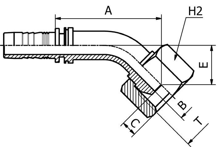 Raccord - Manuli MS0543 - 45° BSP Femelle Cone 60° BS5200 / ISO 8434-6