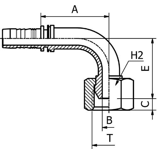 Raccord - Manuli MS0593 - 90° BSP Femelle Cone 60° BS5200 / ISO 8434-6