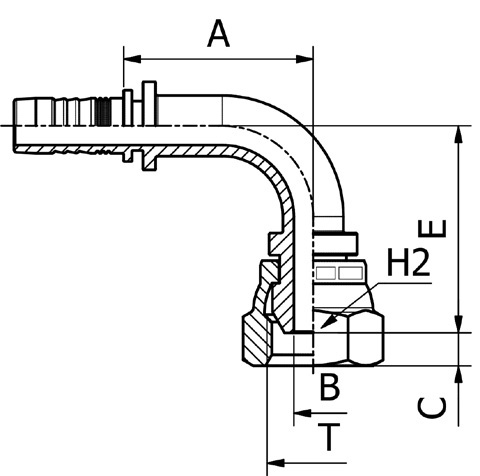 Raccord - Manuli MS0591KR - 90° BSP Femelle Cone 60° BS5200 / ISO 8434-6