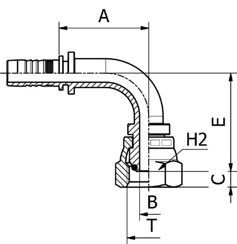 MS0891KR - 90° BSP O-Ring Female 60° Cone BS5200 / ISO 8434-6