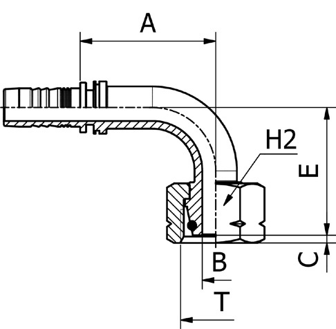 MS1593 - 90° Metric O-Ring Female 24° Cone Light Duty ISO 8434-1 / DIN 3865