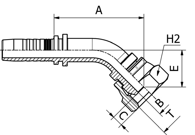 Raccord - Manuli M20541KR - 45° BSP Femelle Cone 60° BS5200 / ISO 12151-6