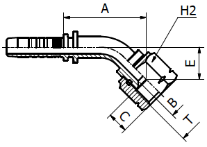 M22642 - 45° SAE Female Swept Elbow 45° Cone Seat SAE J516/J512 