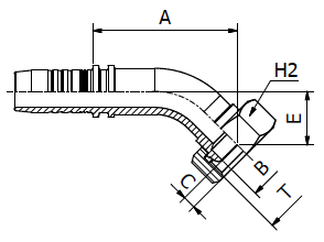 Raccord - Manuli M21043 - 45° DIN Femelle Métrique Cone 60° DIN 20078/3863