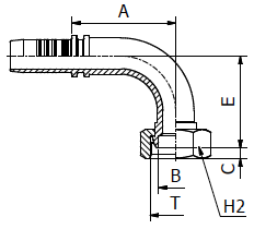 M21093 - 90° Metric Female Swept Elbow 60° Cone DIN 20078/3863